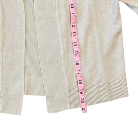 New Linda Matthews Large Taupe Short Sleeve Cardigan - Picture 6 of 8